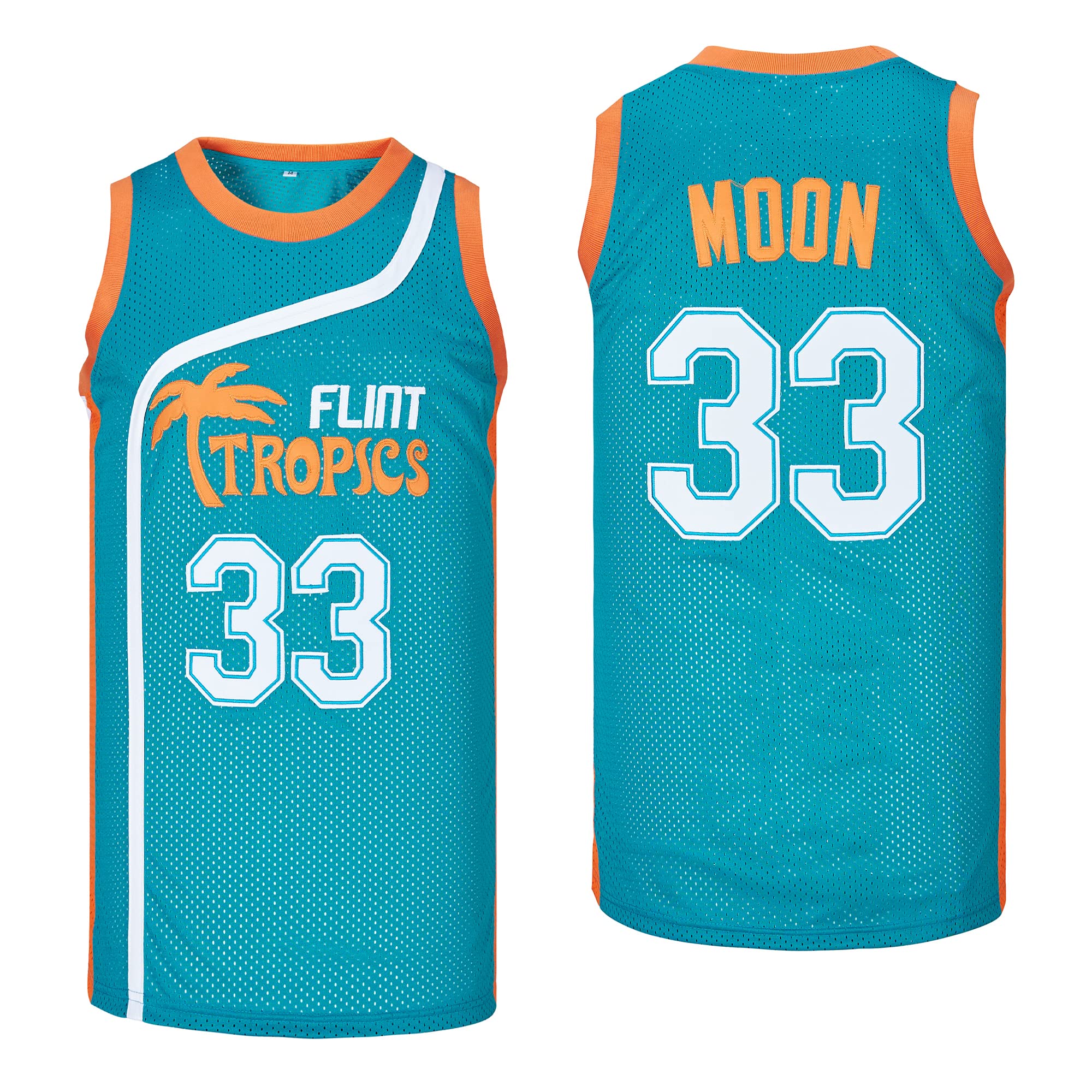 Men's #33 Moon Flint Tropics Movie Basketball Jersey Stitched
