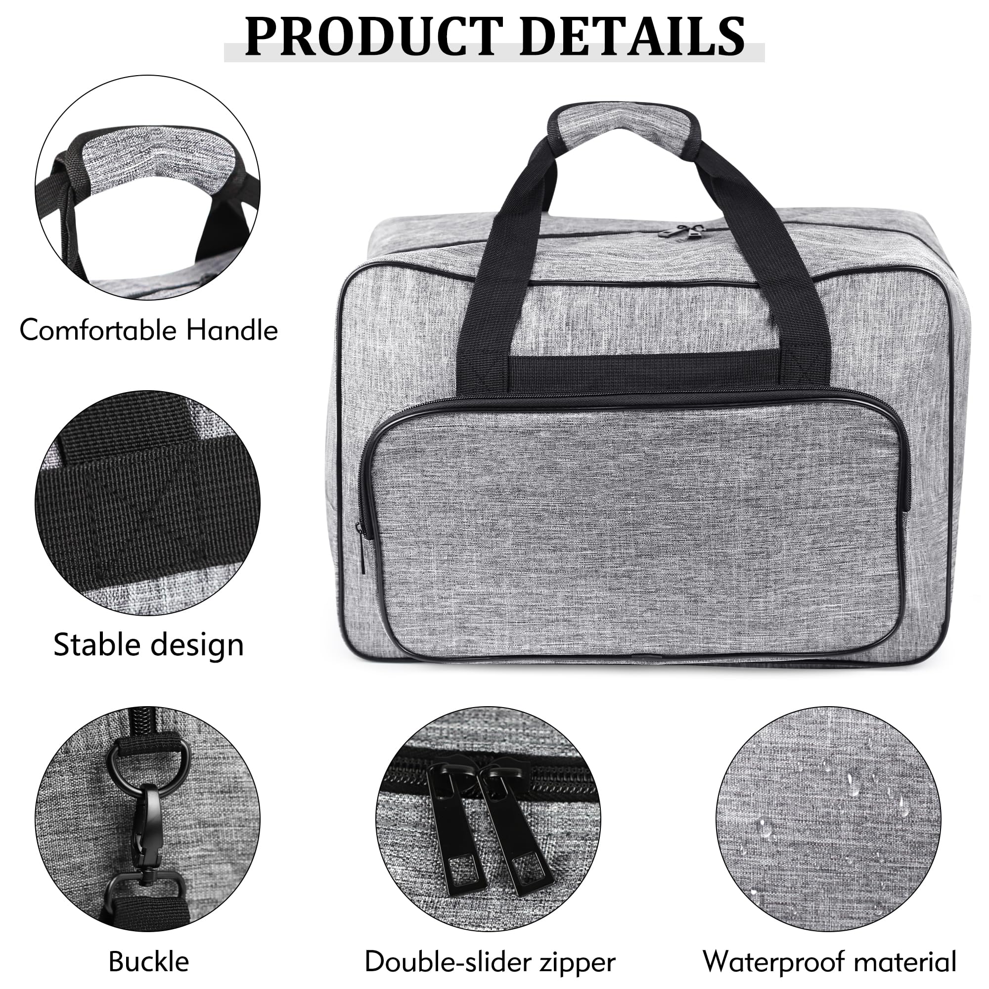 WENLISELL Sewing Machine Bag, 18 inch Sewing Machine Tote Bag with Pockets and Handles, Universal Sewing Machine Carrying Case - Image 3