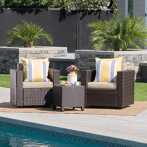 Christopher Knight Home Venice Outdoor Wicker Swivel Chat Set with