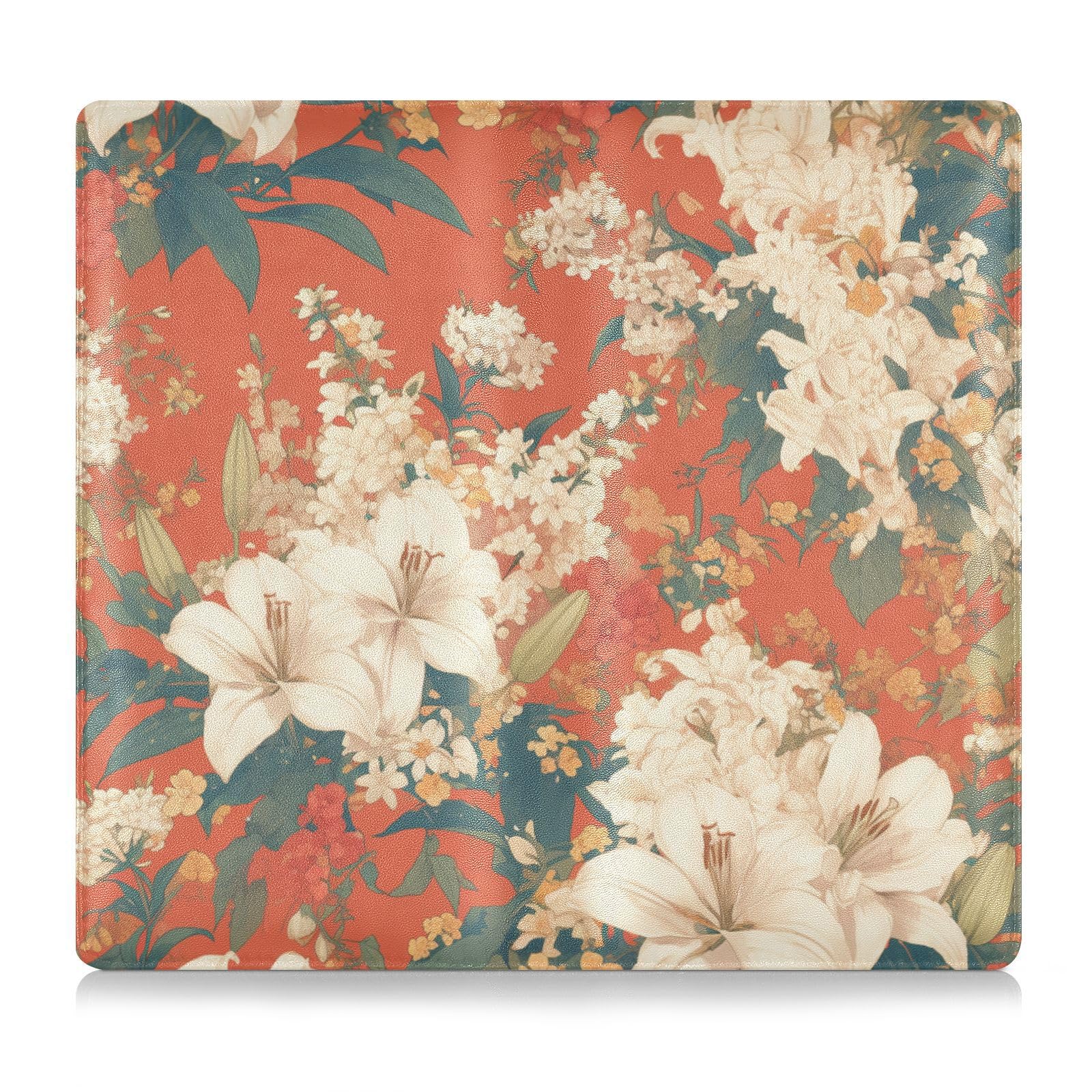 Lily Flowers Orange Background Japanese Woodblock Prints Pu Leather Toursuit car registration and insurance card holder Wallet Accessories Case for Cards, Essential Document, Driver License