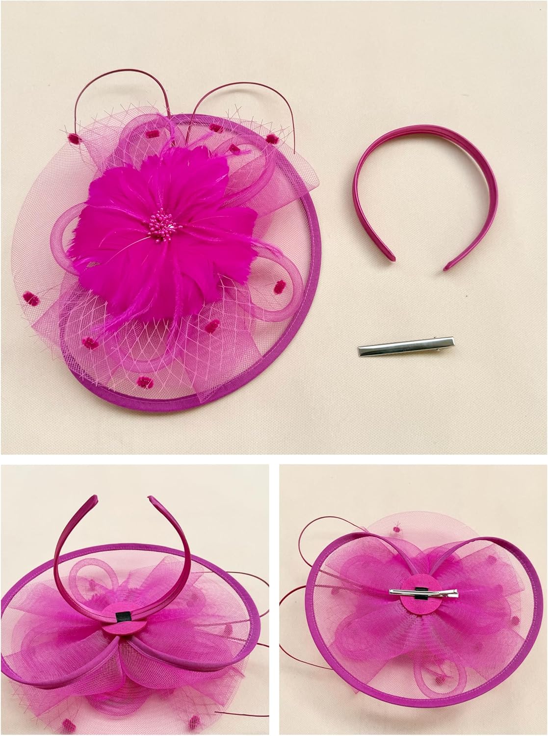 Fascinators Hat Tea Party Vintage Feather Fascinator with a Headband and a Clip for Girls and Women - Image 5