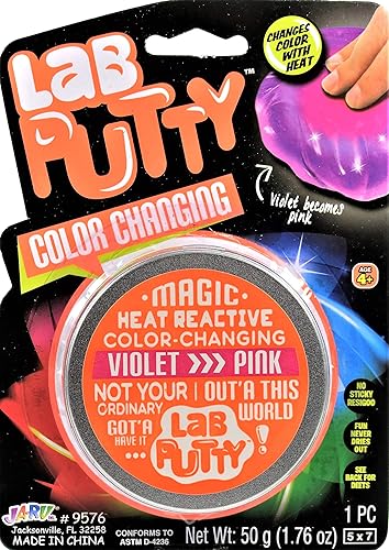 JA-RU Masilla de laboratorio que cambia de color para niños, violeta a rosa (1 unidad), juguete sensorial sensible al calor, slime no pegajoso,