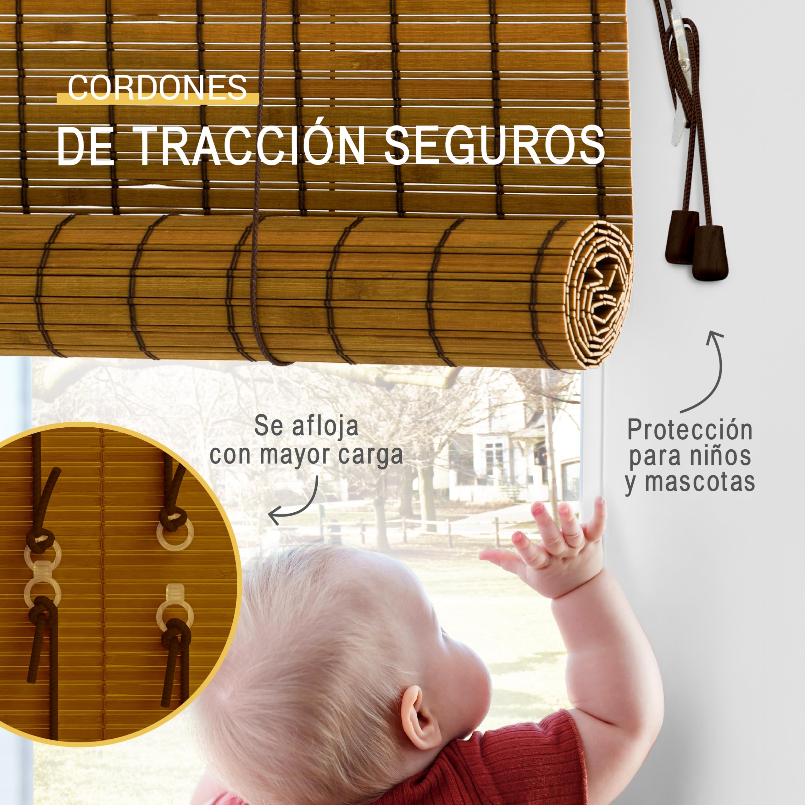 Sol Royal Estor Bambú sin Taladrar 90x220 cm – Estor Enrollable de Madera Natural para Ventana Interior – Persiana Opaca Protección Solar y Privacidad – BR7 | BR7 Estor de madera para ventana, 90 x 220 cm, 90 cm de ancho, opaco, protección solar, estor de