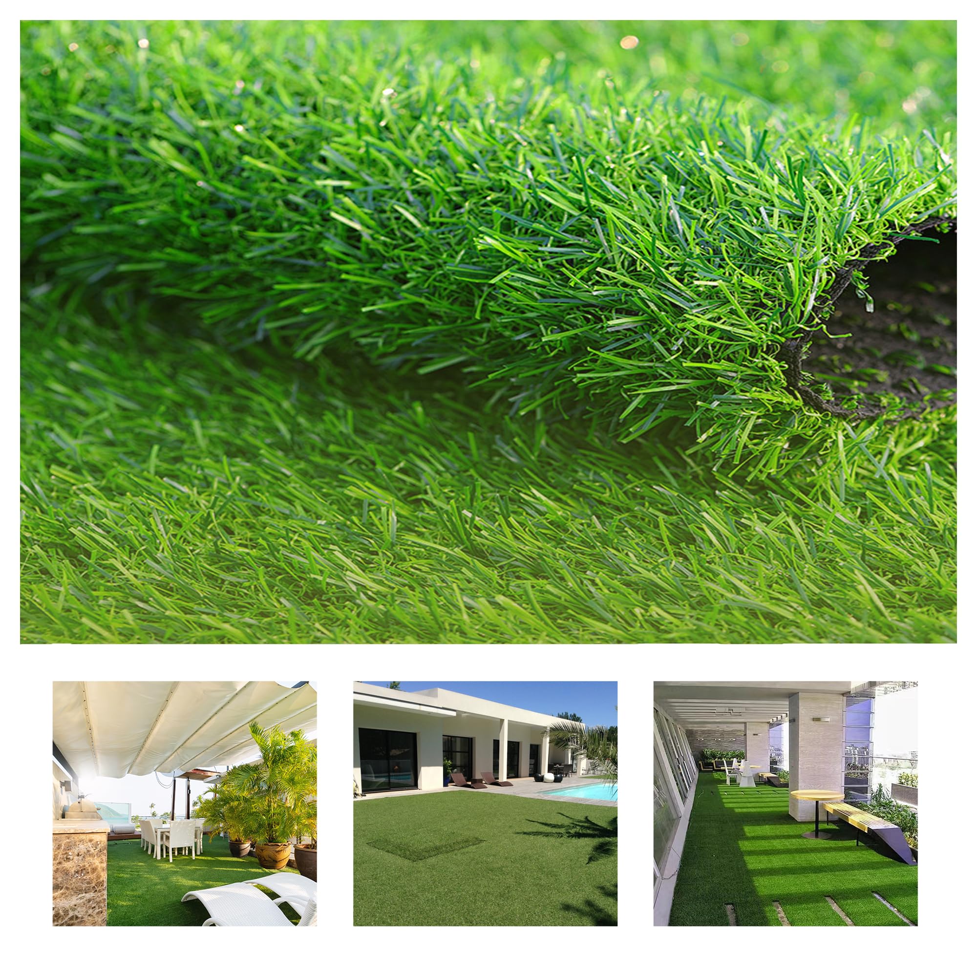 bimiti Tapis de gazon artificiel 200 x 300 cm - Au mètre - Résistant aux intempéries - Pour balcon, terrasse et jardin