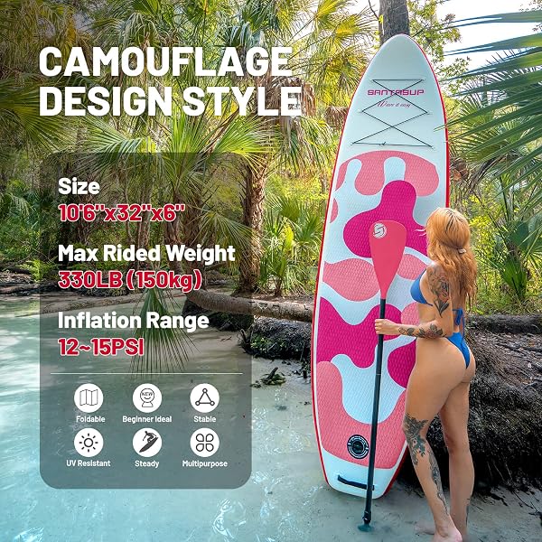 Tavola gonfiabile per stand up paddle, blu, con accessori, ampia tavola per adulti e ragazzi, tavola da surf, tavola da sup a tutto tondo con tavola antiscivolo - 3