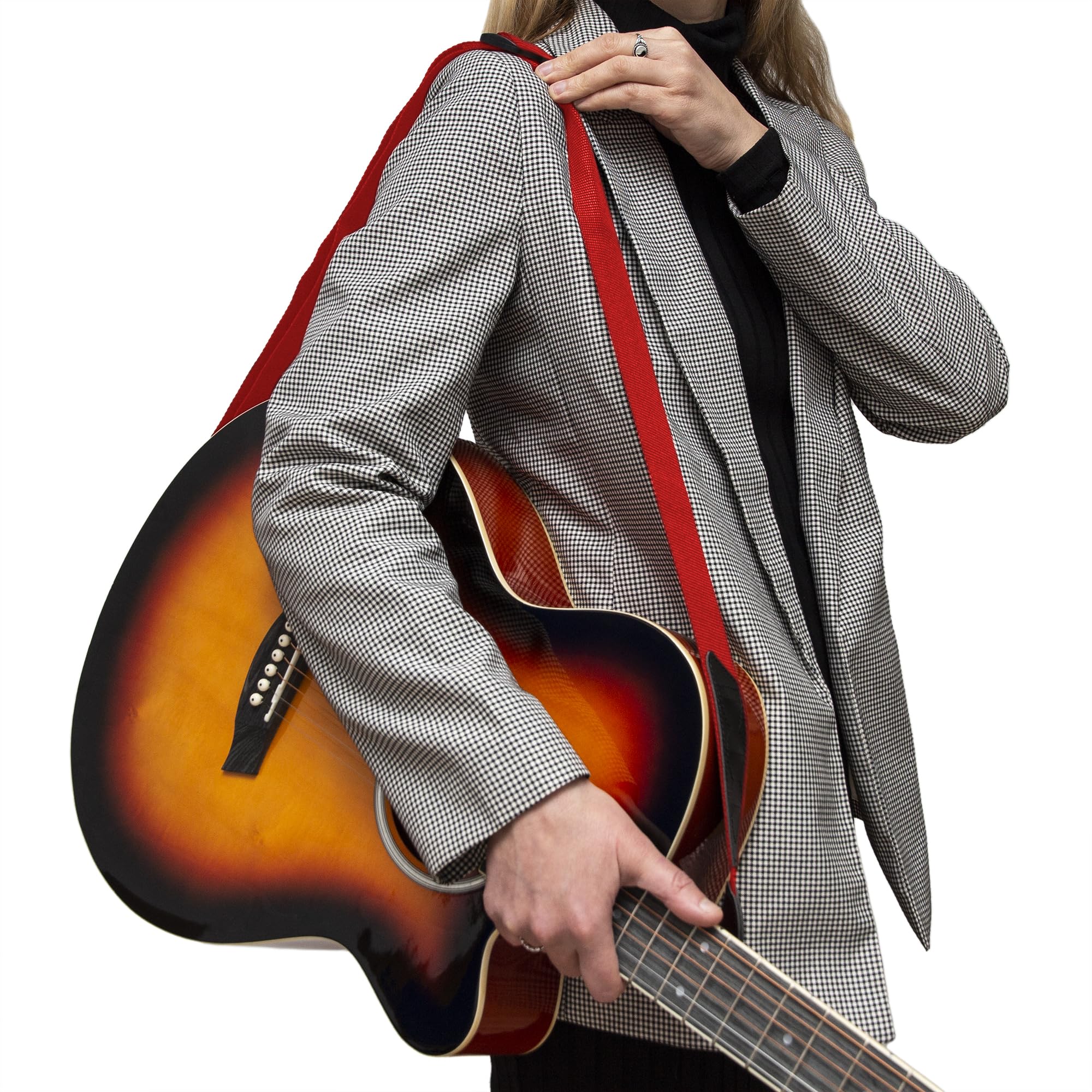 Tiger Sangle et médiators pour guitare, Nylon, Rouge, Taille unique