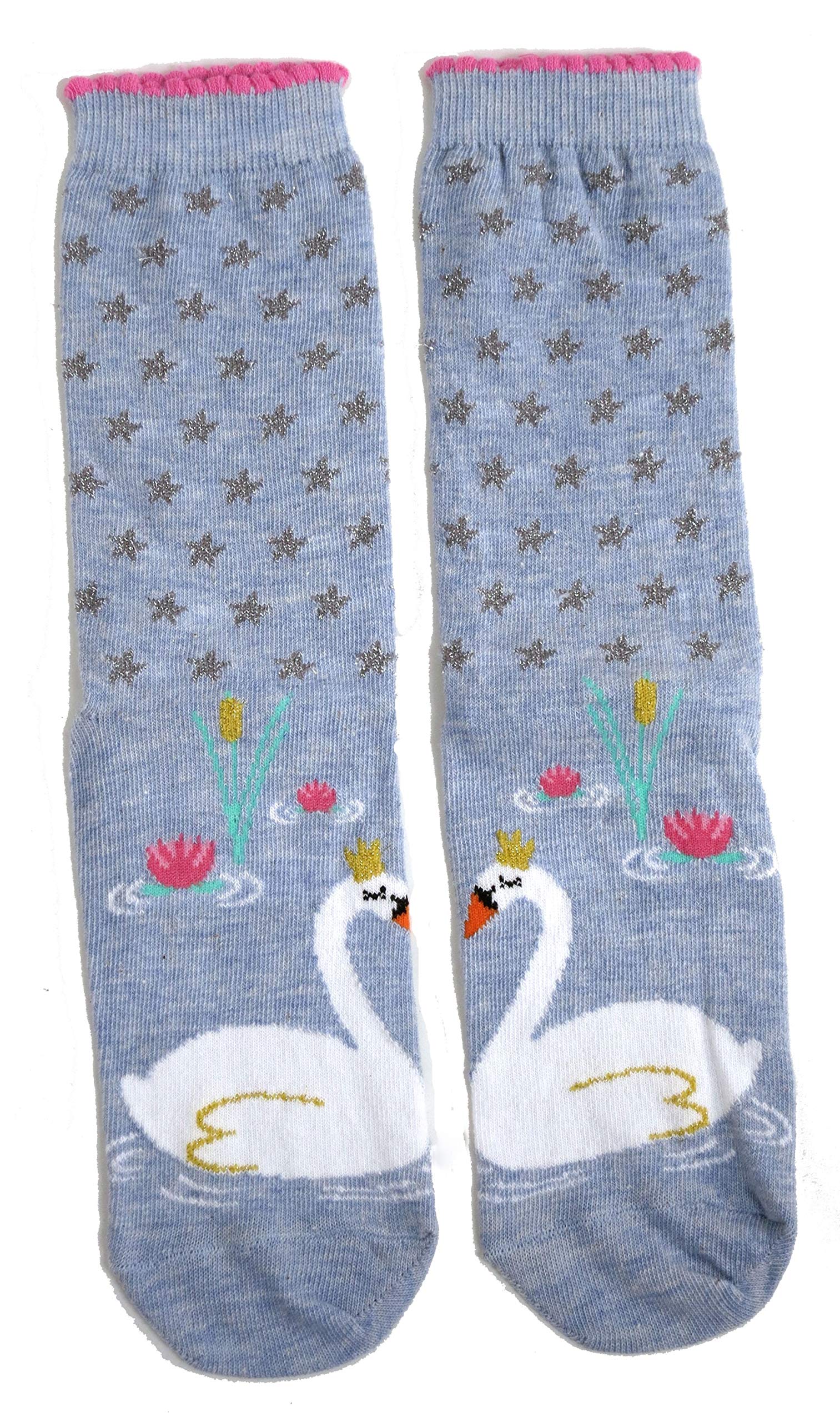 Sock Shack Women's Multicoloured Swan Princess Waterlilies Blue Socks Uk Size 4-8 Eur 37-42 Usa 6-10