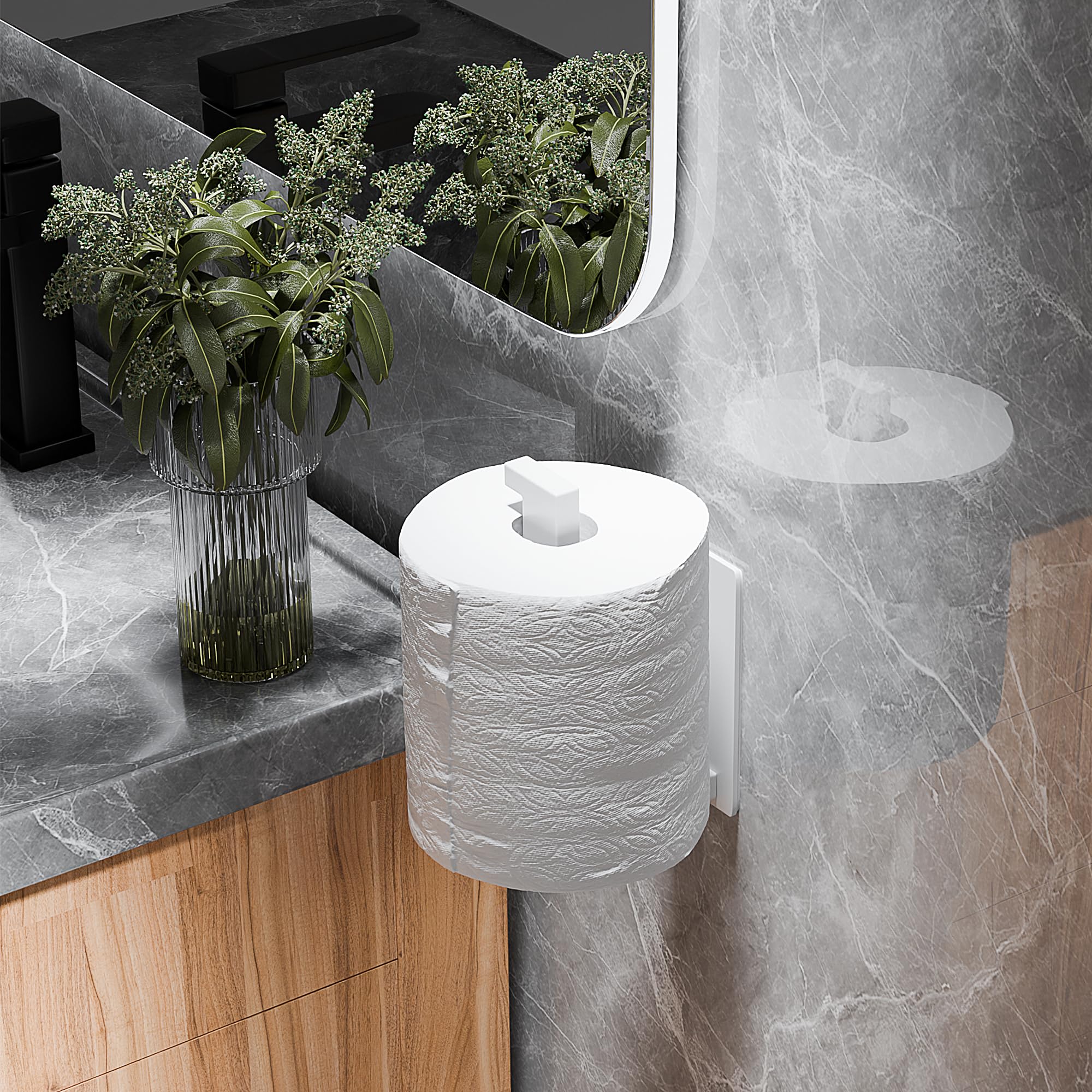 Aikzik Portarrollos Baño para Papel Higiénico, Porta Papel Higienico de Acero Inoxidable, Accesorios Baño sin Taladrar, Blanco.