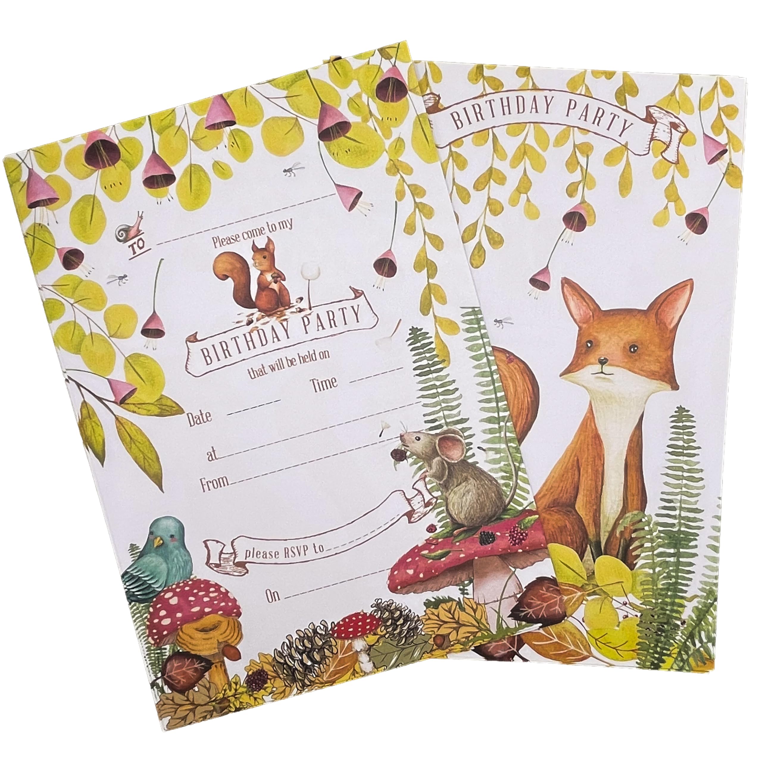 M & G Mustard & Gray Childrens Party Invitations (x24 Invites Only, Nature), Brown