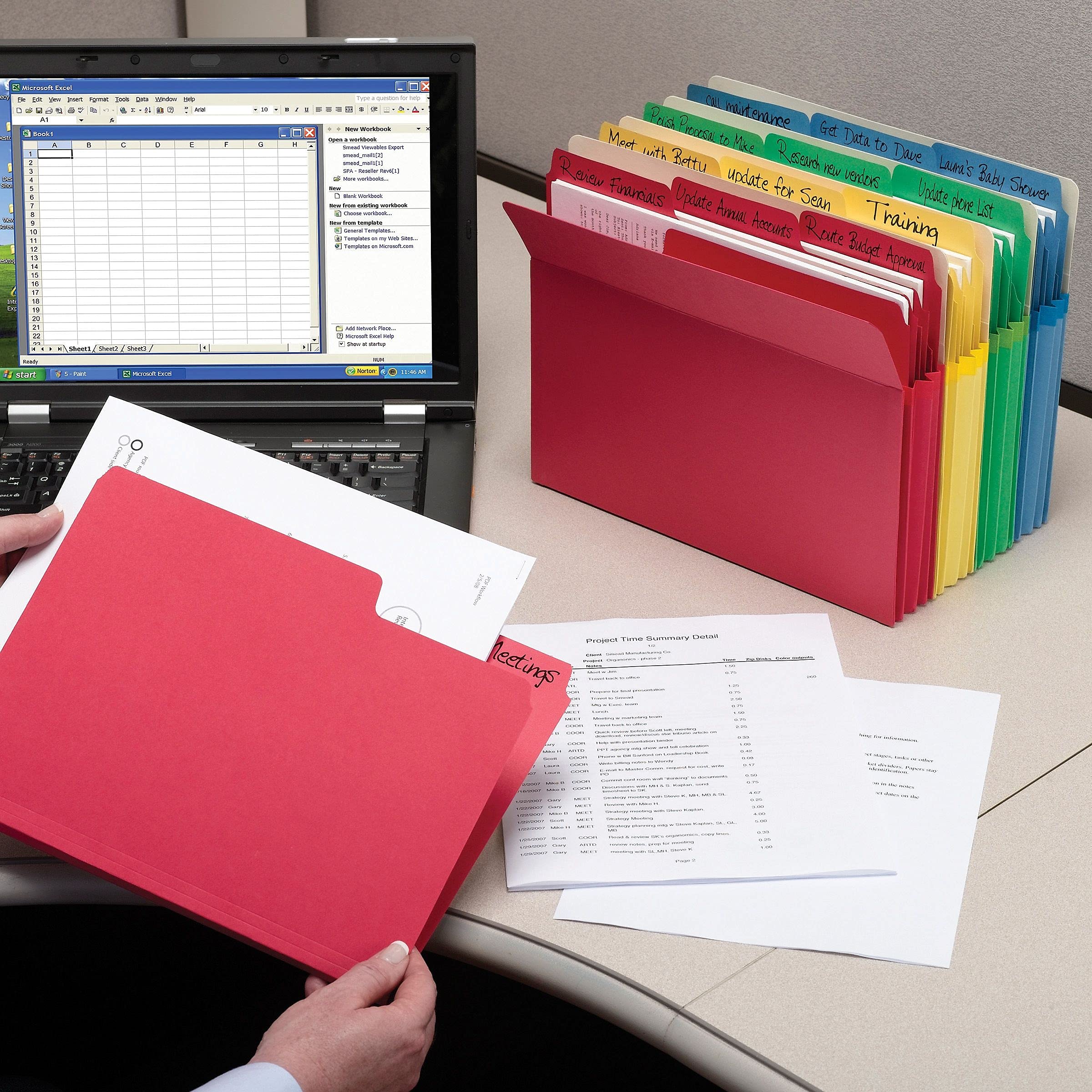Smead SuperTab File Folder, Oversized 1/3-Cut Tab, Letter Size, Assorted Primary Colors, 24 per Pack (11956) - Image 2