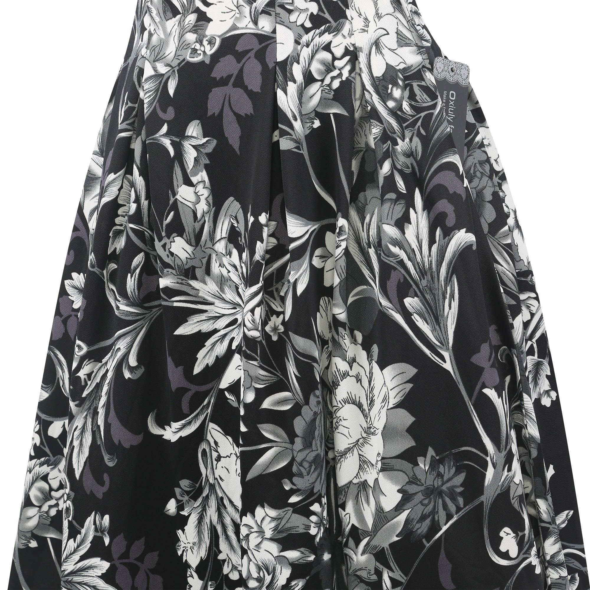 Oxiuly Women's Vintage Patchwork Swing Dress With Pockets – Party & Casual Wear