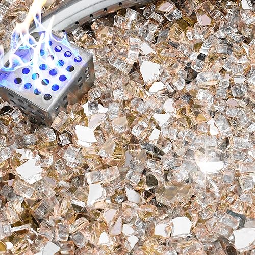 NUPICK Vidrio ignífugo de 10 libras, vidrio reflectante de 12 pulgada, compatible con vidrio para hoguera y vidrio de chimenea, color negro