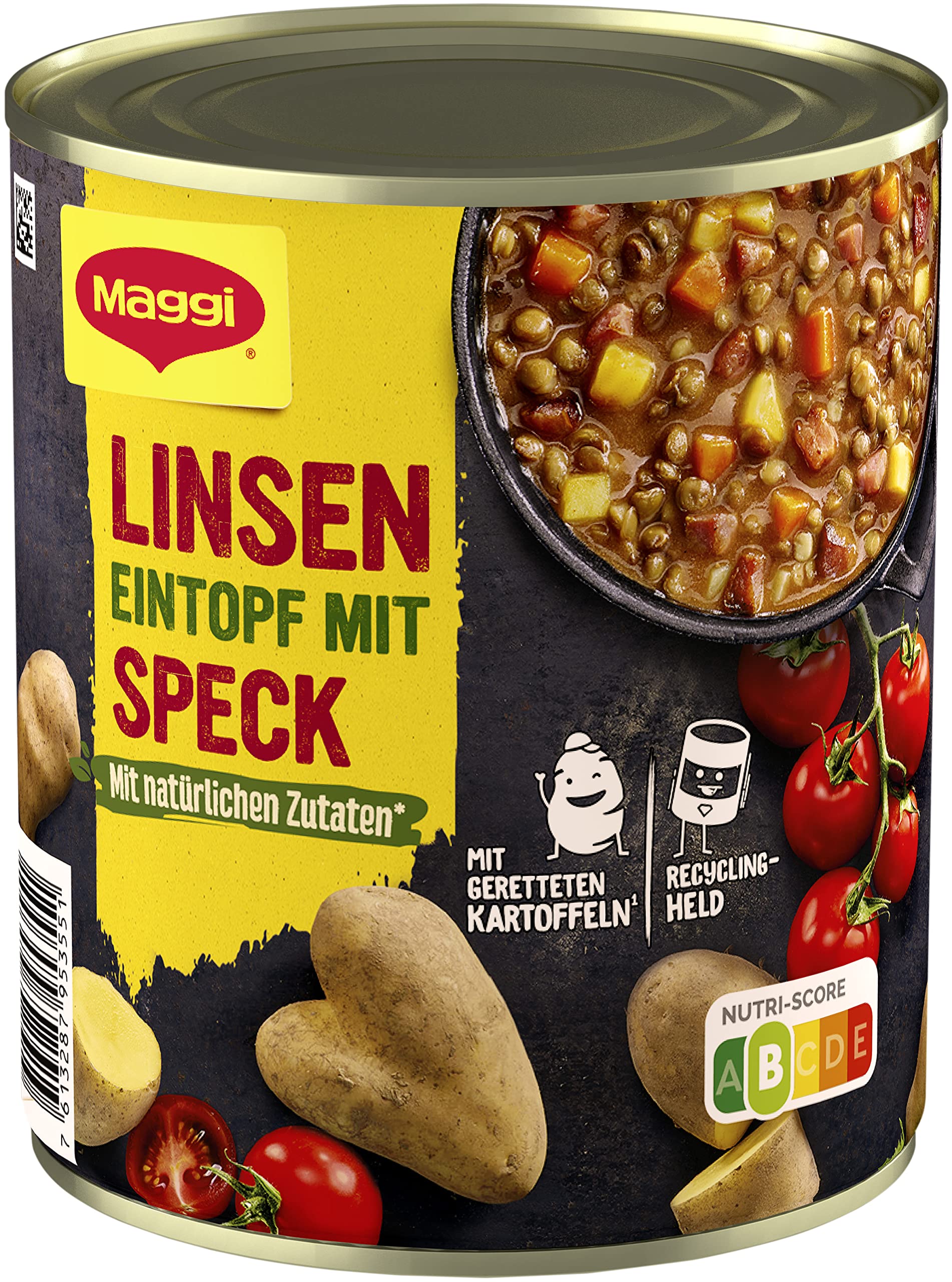 MAGGI Linsen Eintopf mit Speck, Fertiggericht für Topf & Mikrowelle, 6er Pack (6 x 800g)