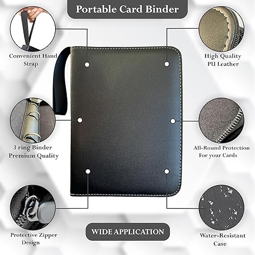 Miniatura 3 de Carpeta prémium para tarjetas coleccionables (900 bolsillos), 50 fundas extraíbles con 9 bolsillos por lado, carpeta duradera para tarjetas de álbum