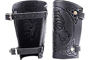 Handmade Viking Wolf Leather Wrist Guards