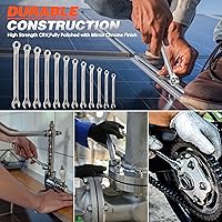 Vista 6 de Combination Wrench Set Metric (CR-V) -12-Piece Wrench Set with Organizer 8-19mm Chrome Vanadium Steel