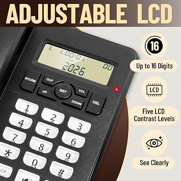 Uvital Desktop Corded Telephone, Black Landline Telephone-LCD Display | Caller Identification, Ringer Volume and Speakerphone Volume Adjustable for Home/Office/Hotel Use