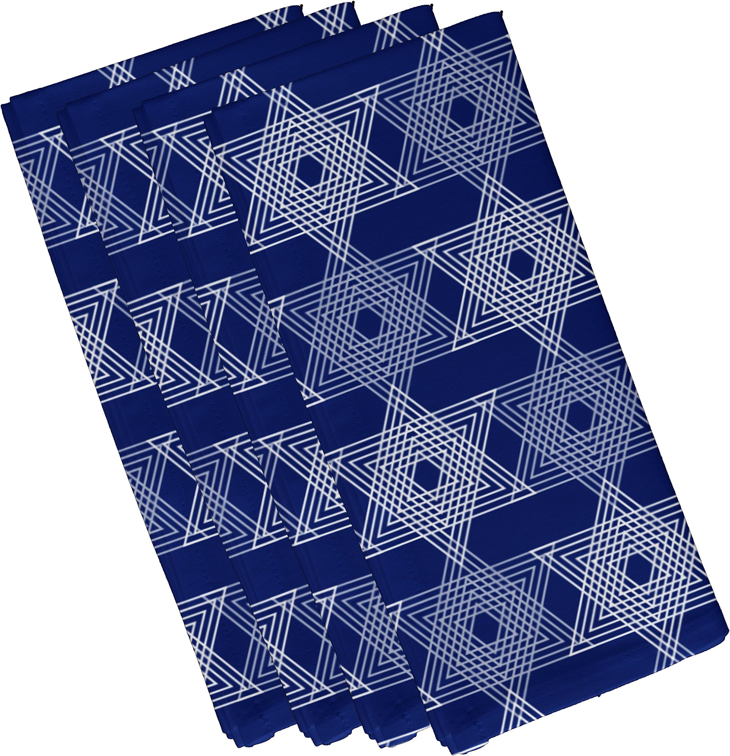 E by design N4GHN566BL20 Decorative Holiday Napkin, Geometric, (Set of 4), 19 x 19", Royal Blue
