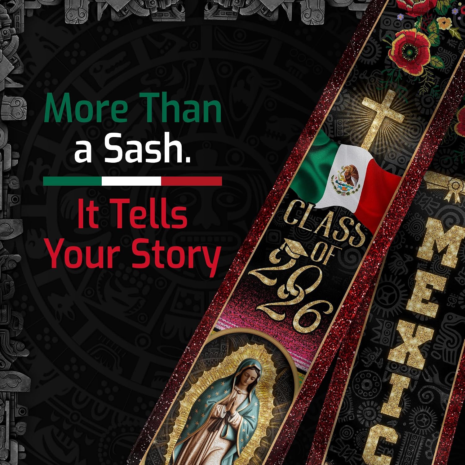 Mexican Stole, Mexican Flag Graduation Sash, Graduation Sash Mexico 2026