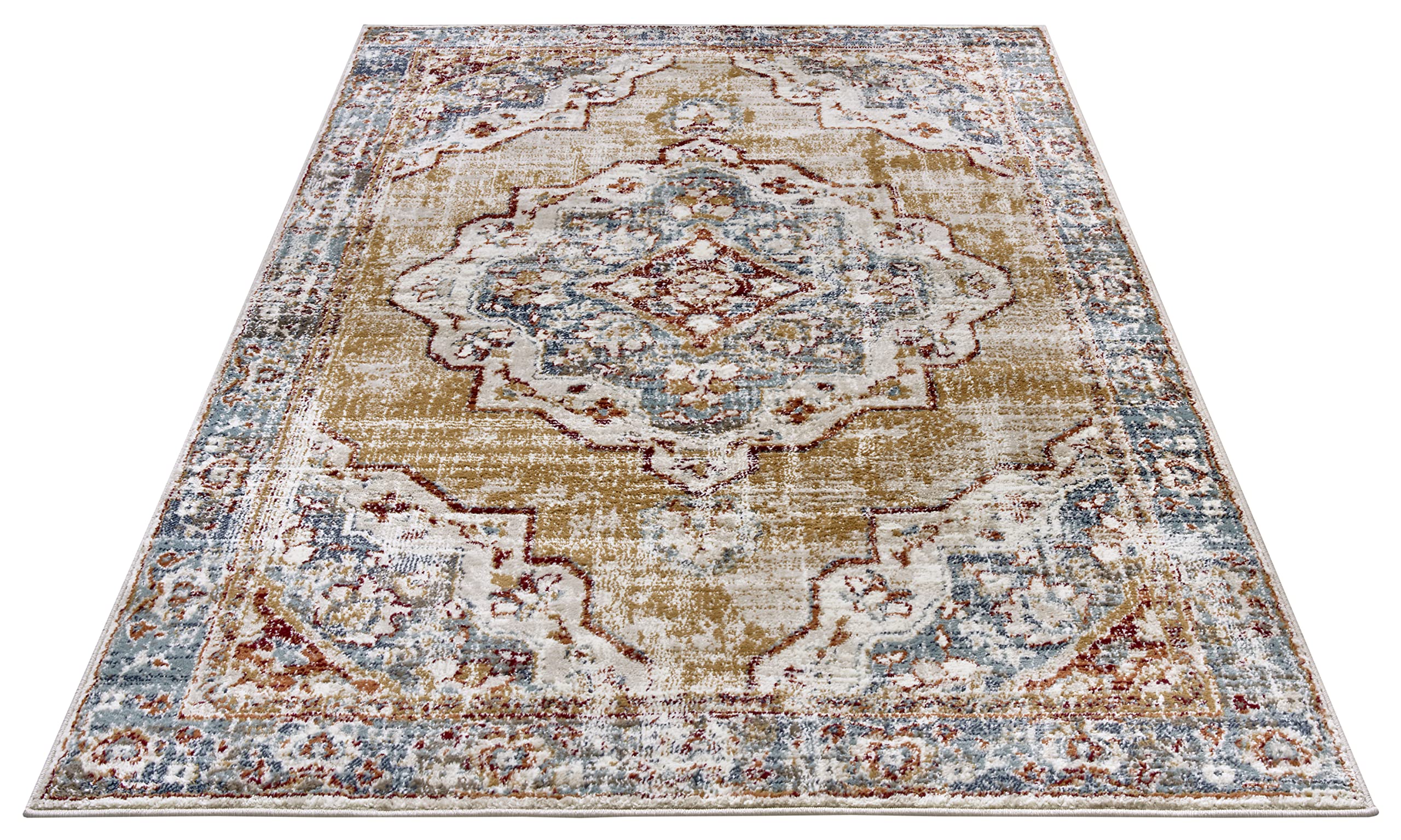 HANSE Home Strozzi Oosterse tapijt, oosters loper, klassiek dicht geweven met ornamenten, vintage-look, zacht, laagpolig voor slaapkamer, eetkamer, woonkamer, beige-blauw, 120 x 170 cm