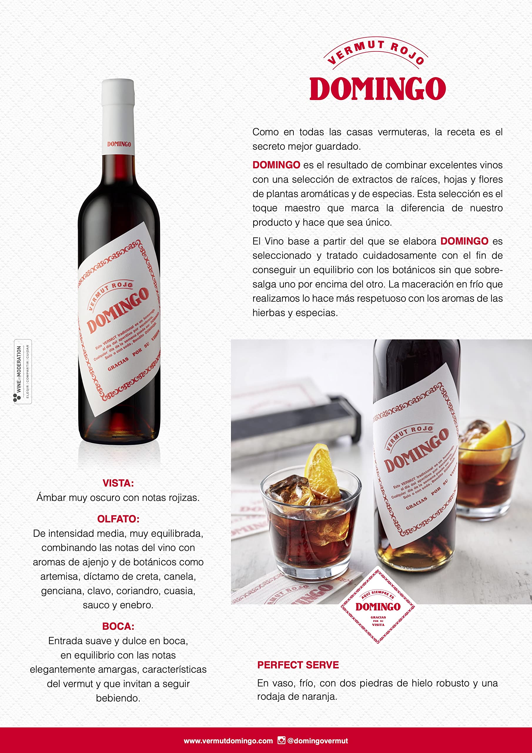 Domingo Vermut Rojo Aperitivo, 750 ml (Paquete de 6)
