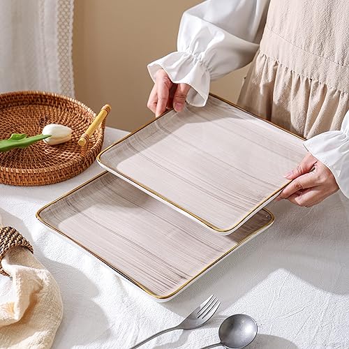 Miniatura 2 de Stone + Lain Esmeralda - Juego de vajilla de porcelana para 8, 32 piezas, diseño cuadrado marrón cepillado