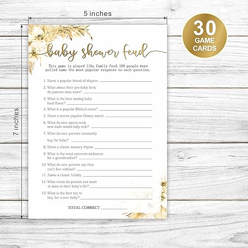 Miniatura 2 de Juego de baby shower, tarjetas de juego de peleas de baby shower, flores secas de hierba de pampa boho, suministros de fiesta de revelación de