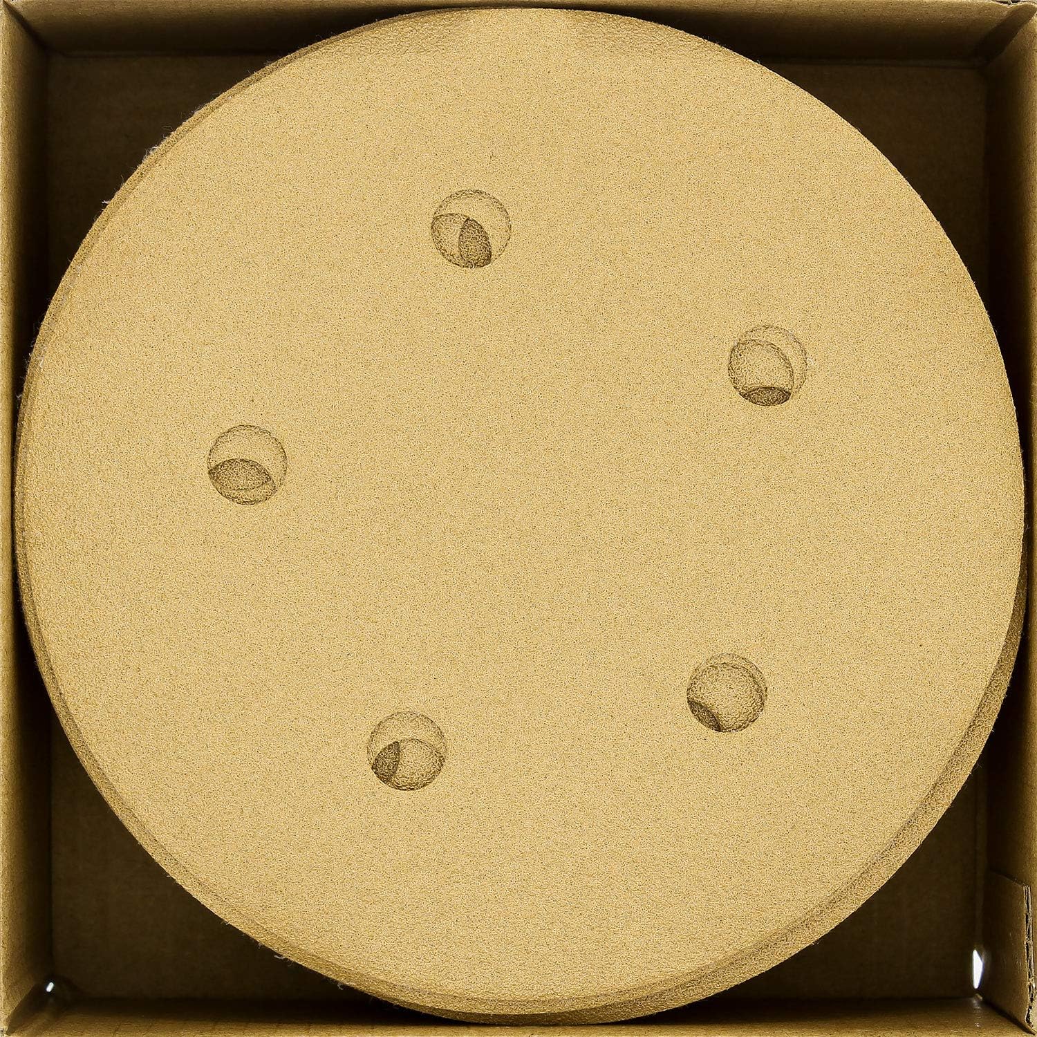 Dura-Gold - Premium - Variety Pack - 5" Gold Sanding Discs - 5-Hole Dustless Hook and Loop for DA Sander - Box of 50 Finishing Sandpaper Discs for Woodworking or Automotive - - 