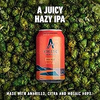 Vista 3 de Athletic Brewing Company Cerveza artesanal sin alcohol, IPA Hazy baja en calorías, combina con ensalada, pizza y postres, mezcla de lúpulo vegano
