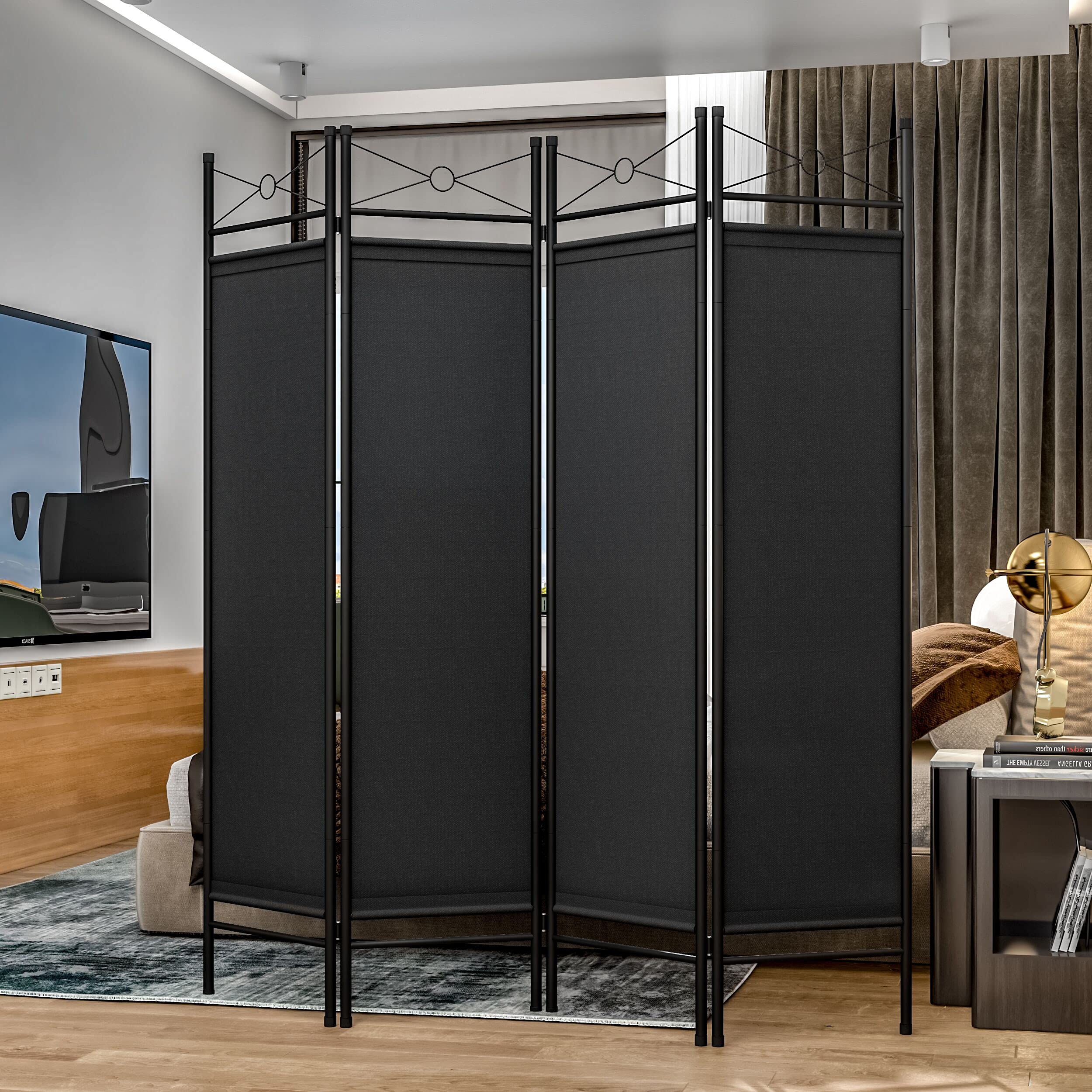 Buy 4 Panel Room Divider Folding Privacy Screen Steel Frame