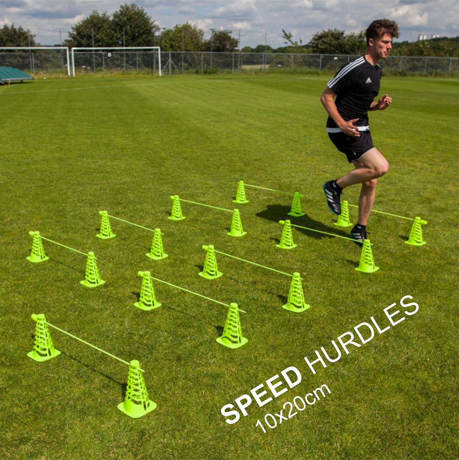 QUICKPLAY PRO Speed + Agility Set, Multi-Sport Training Agility Poles | Cones | Speed Hurdles | Soccer Tennis | Crowd Barrier
