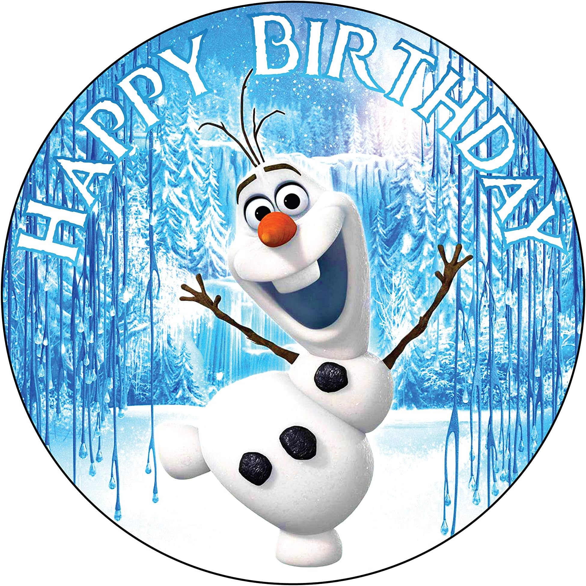 7.5 Inch Edible Cake Toppers – Winter Wonderland Olaf Themed Birthday Party Collection of Edible Cake Decorations