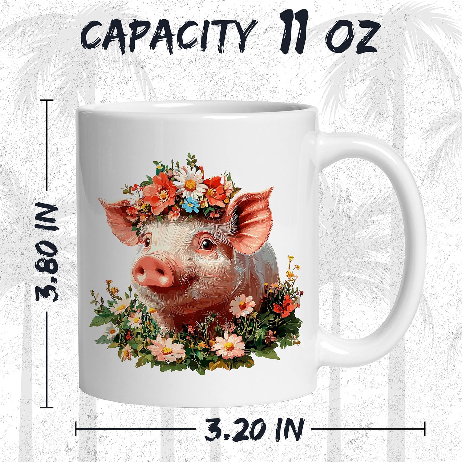 Pig Ceramic Coffee Mug 11oz Swine Hog Oink - Tea Coffee Mug with Comfortable Grip - Unique Animal Gift Cup for Office or Home - Vibrant Long-Lasting Print ID44991 - Image 2