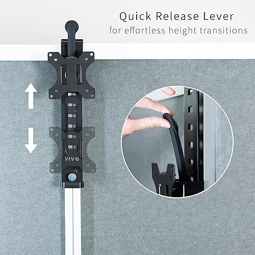 Miniatura 5 de VIVO Soporte de cubículo de oficina negro VESA Soporte de montaje para monitor Soporte de suspensión Abrazadera ajustable para pantalla de 17 a 32