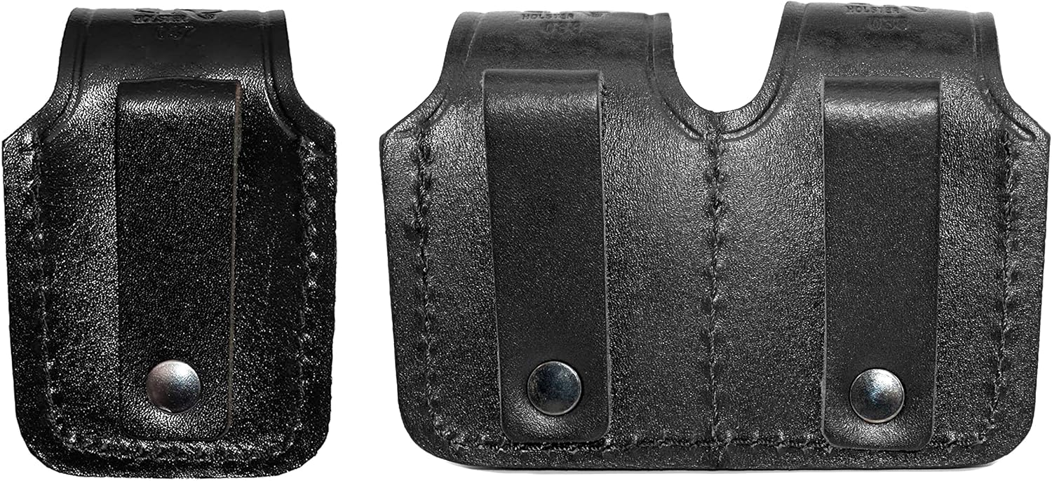 Speedloader Pouch for 357 Magnum 6 & 7 Shots, 44 Magnum 5 Shot, S&W .38 Special 6 Shot Genuine Leather Single & Double Speedloader Carrier/Case Handmade (Brown, Black)