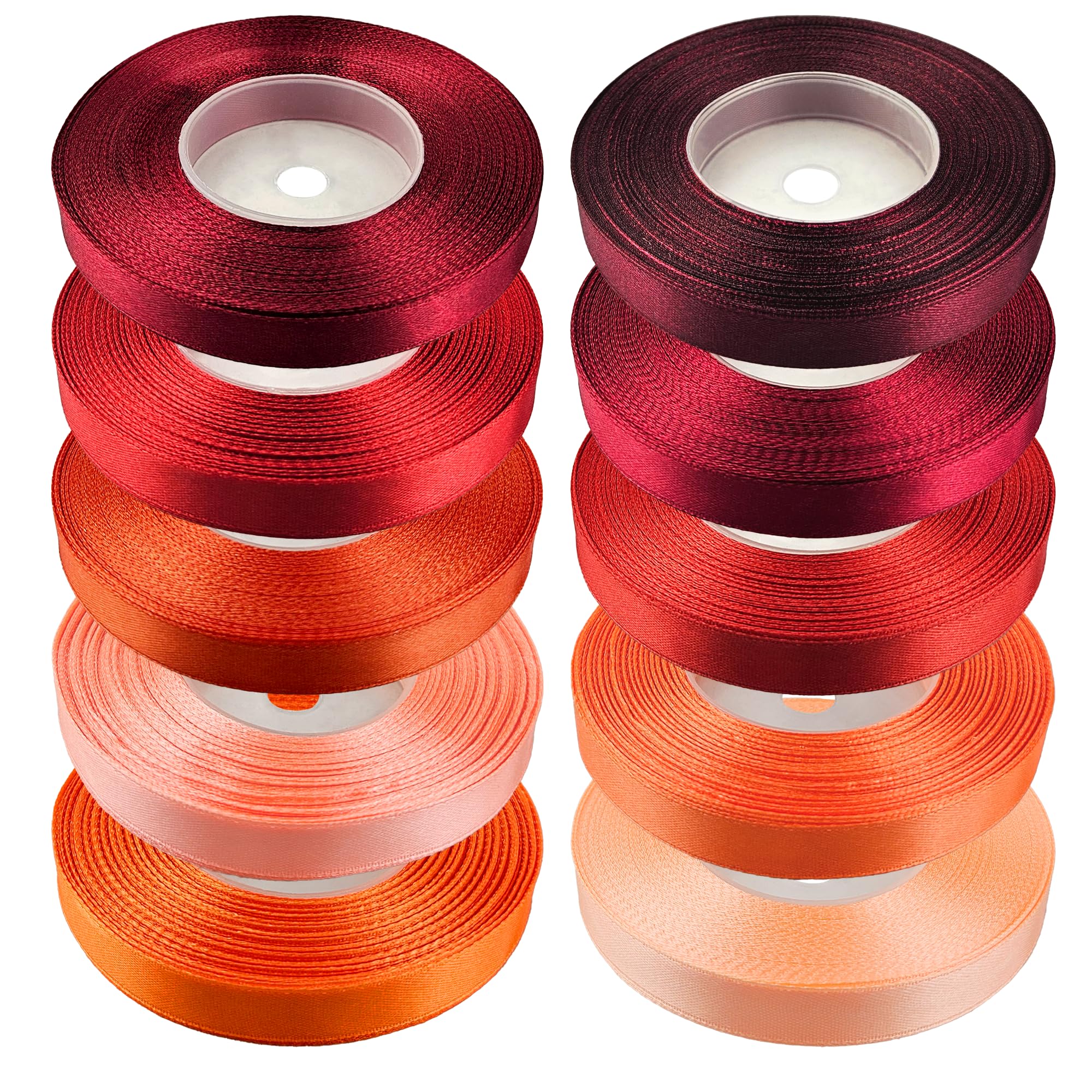 Netuno 10 Rolls Red Tones Satin Ribbon 12 mm x 32 m 0.47 in x 1260 in for Wrapping Crafts Wedding Birthday Christening Scrapbooking Christmas Cards DIY โ image 1