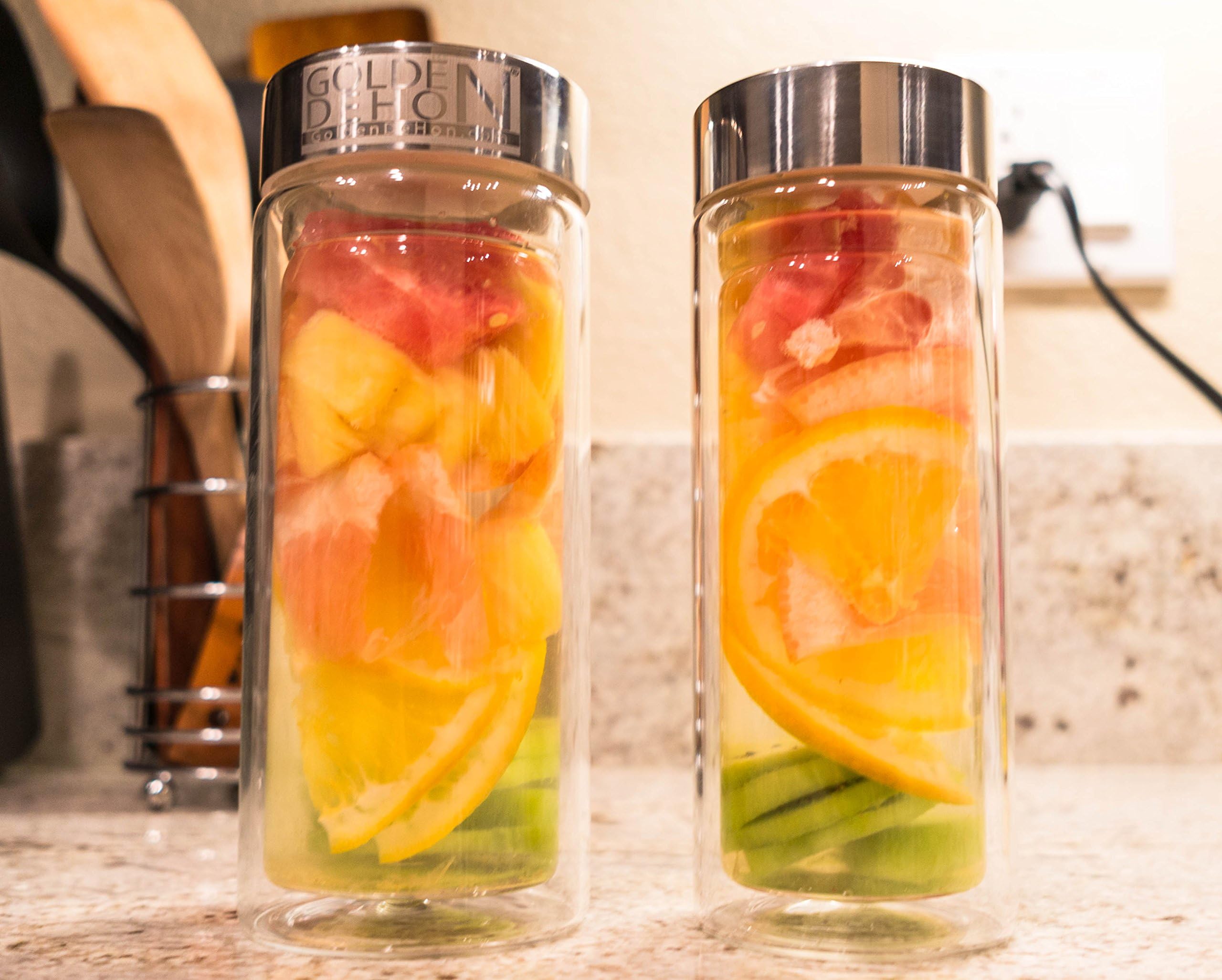 GD Basic Series: 18oz Double Wall Glass Tumbler with Lid and Removable Stainless Steel Infuser Made by Borosilicate Tumbler Glass