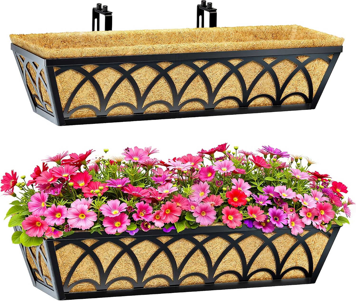 24 Inch Railing Planter Box Window Boxes Planters - 2 Pack Deck Railing ...