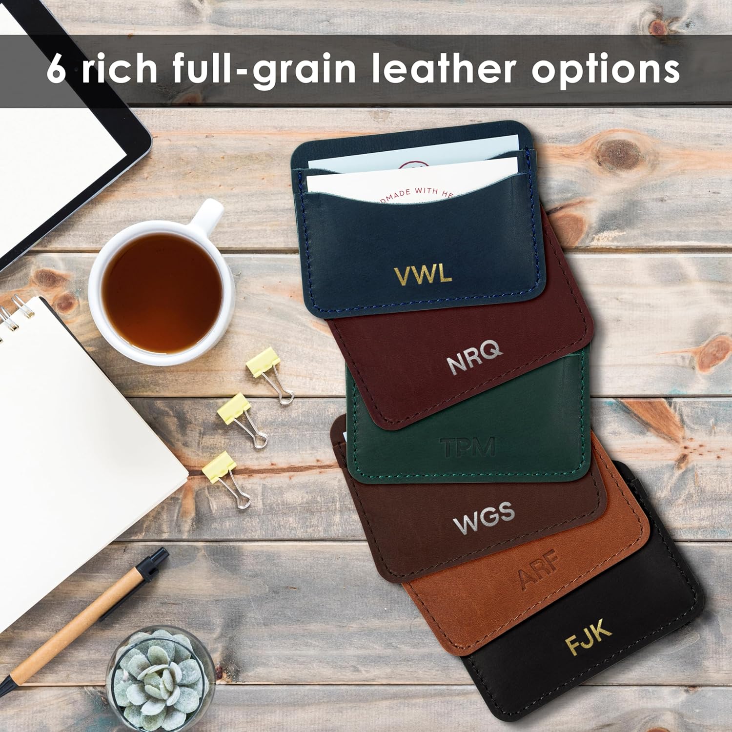 Northwind Personalized Leather Credit Card Holder – Made in USA - Custom Monogrammed Full-Grain Leather Wallet Thin Minimalist Front Pocket Card Wallet for Men & Women with 4 Slots, Personalized Gift - Image 6