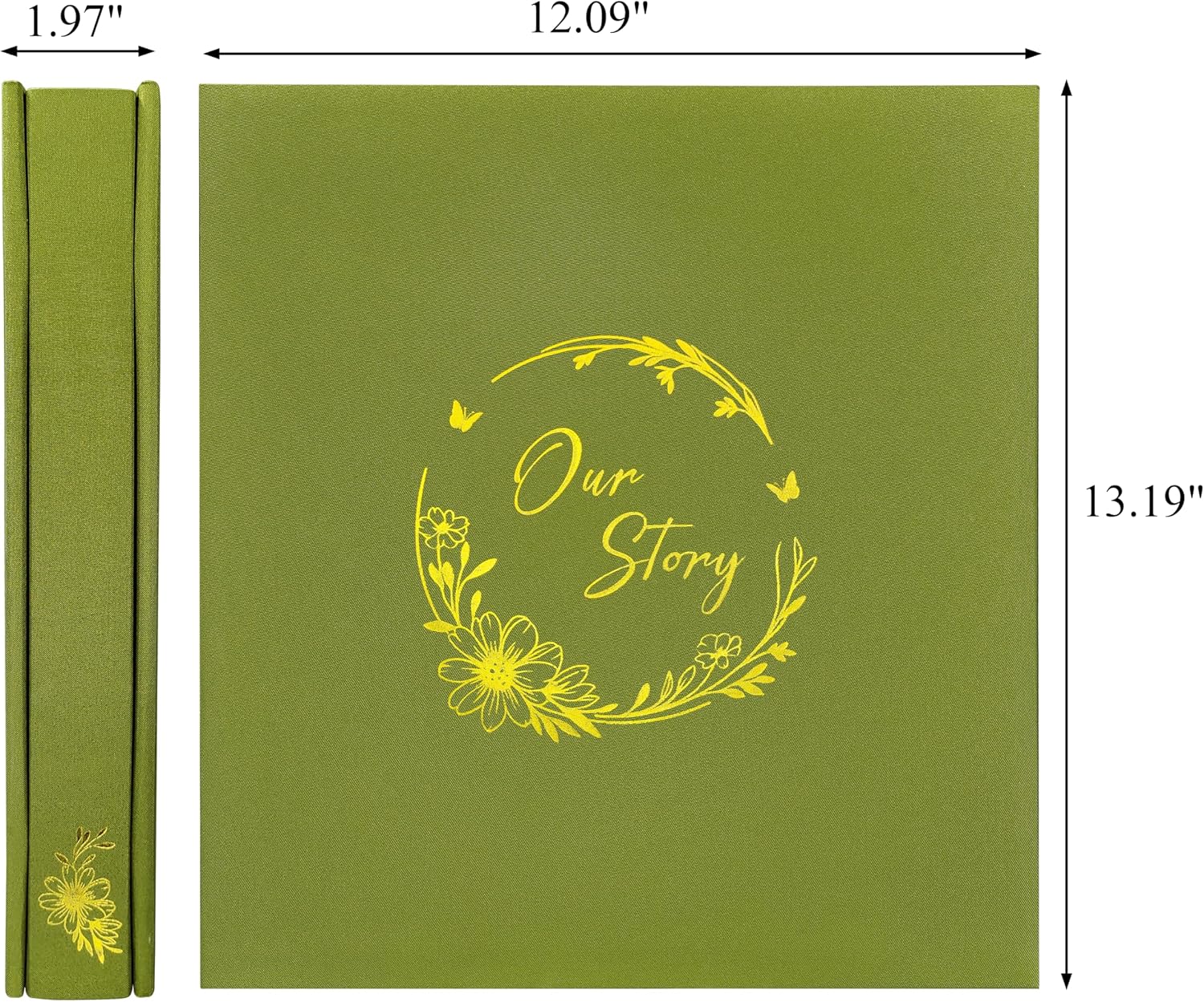 Wedding Photo Album 4x6 for 300 Photos,Our Story Linen Cover Memory Book with Gold Foil floral,Large Picture Album for Newlywed Marriage,Anniversary,Family,Baby,Olive image 2