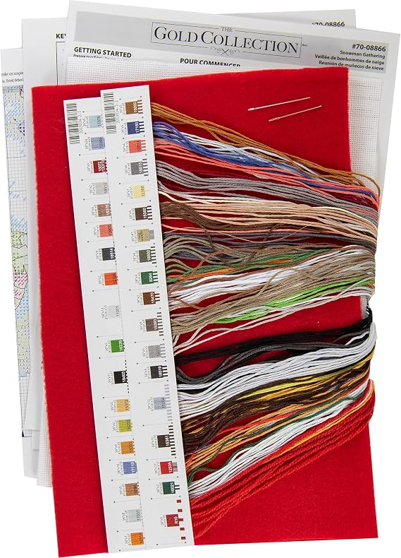 Dimensions Gold Collection Counted Cross Stitch 'Snowman Gathering' Personalized Christmas Stocking Kit, White Aida, 16, 18 Count
