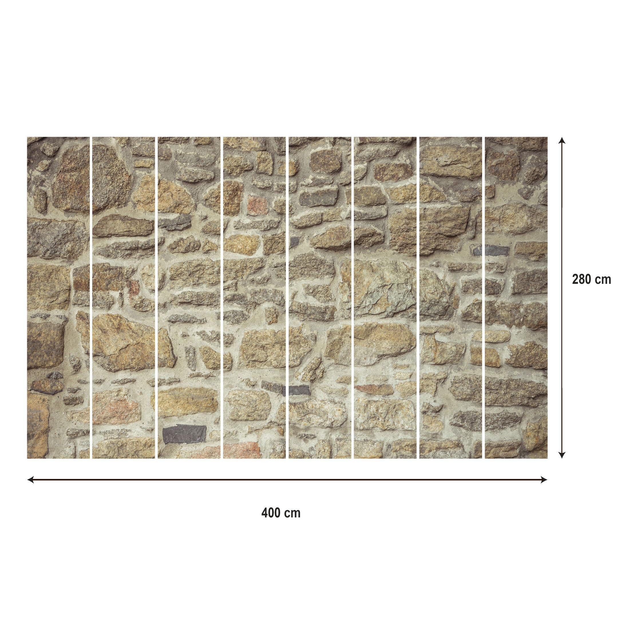 Papel Pared 400x280 cm - Papel Pintado Pared con motivo Boho - Papel Pared Moderno para Salón y Dormitorio - Fotomurales Fácil de instalar - Muro de Piedra