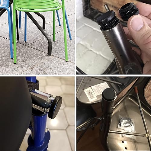 Vista 66 de Prescott Plastics Tapas de plástico acanaladas de 2 pulgadas (2.000 in) de diámetro exterior, tapas redondas de tubo de metal negro, inserciones