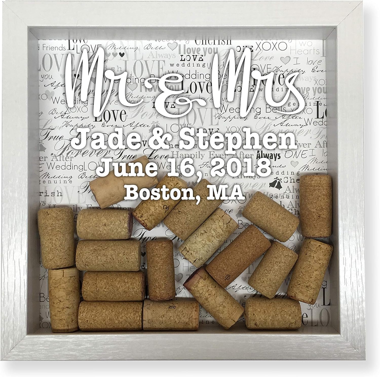 Personalized Wedding Wine Cork Keeper Shadow Box, Wedding Present, Wine Cork Holder