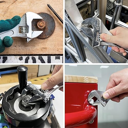 Vista 9 de Olympia Tools Llave ajustable de 15 pulgadas, acero forjado de alta resistencia, cromado, mandíbulas mecanizadas de precisión, resistente a