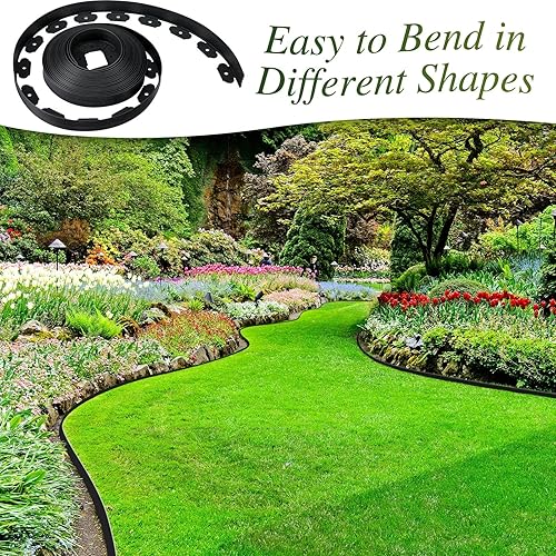 Miniatura 6 de Wesiti Kit de bordes de paisaje de 2 pulgadas x 150 pies, sin excavación, borde de jardín, adoquines de 2 pulgadas con 120 picos de anclaje, barrera