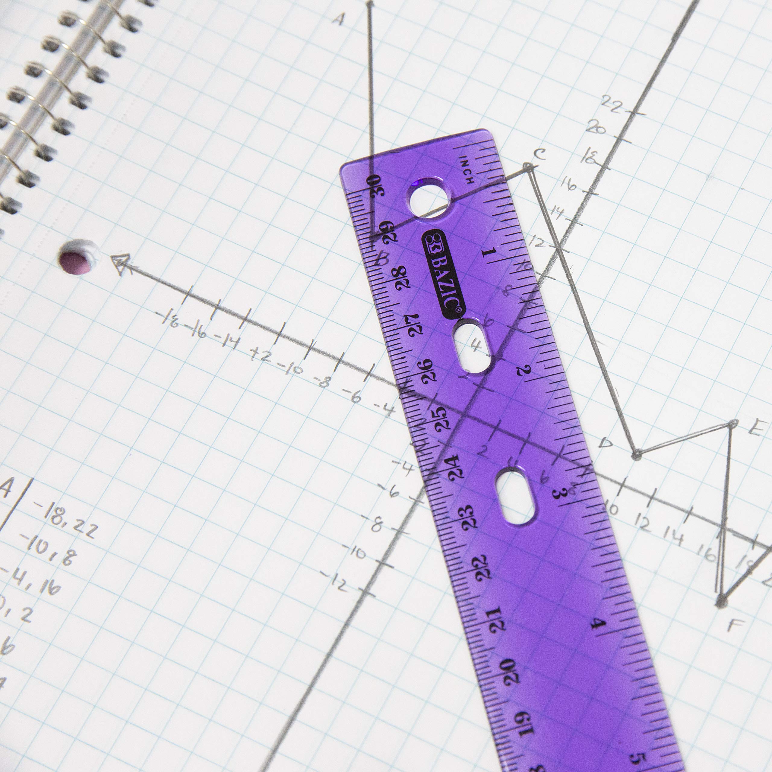 Majestic Unicorn 12-Inch Plastic Ruler – Standard & Metric With Pink Purple Blue Design