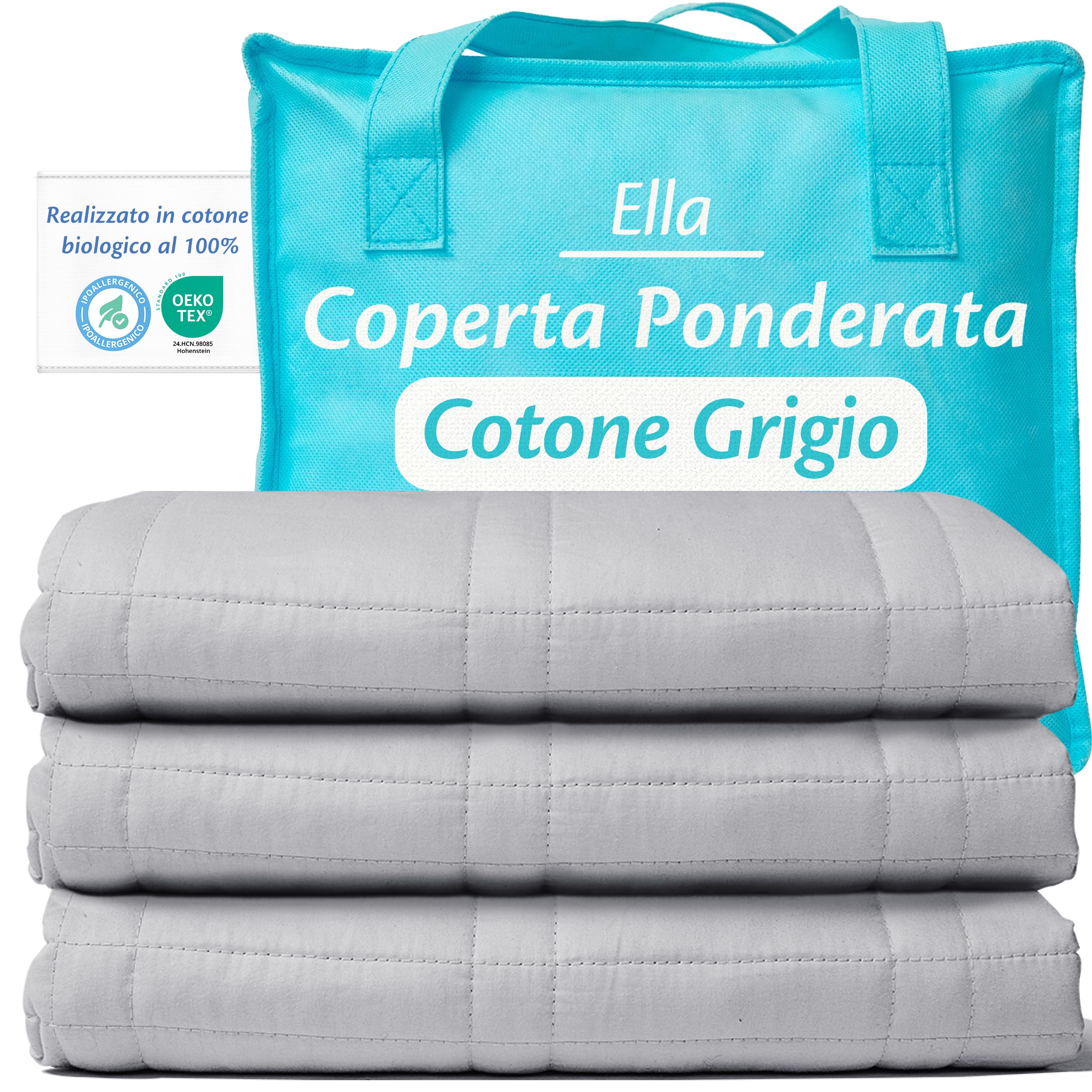 Ella Gewichtsdeken voor kinderen, 4,5 kg, 100 x 170 cm, therapiedeken, voor stressvermindering en angst, hypoallergene glazen kralen, zachte en verkoelende katoenen buitenlaag, voor kinderen van 40-60