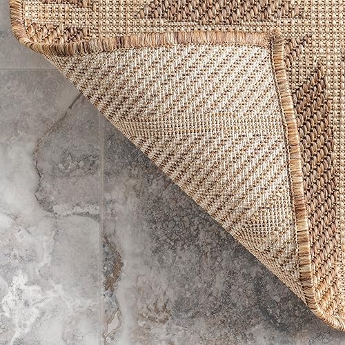 Miniatura 3 de nuLOOM Saunders - Alfombra geométrica para interiores y exteriores, 5 x 8, beige