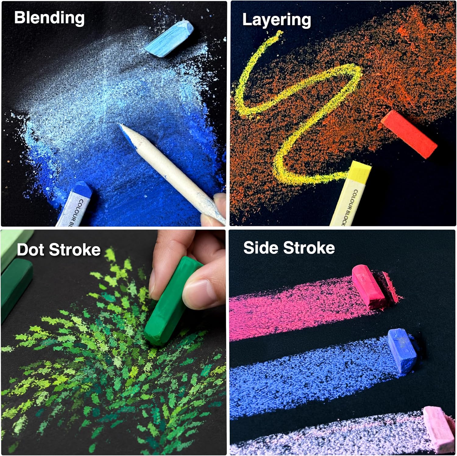 COLOUR BLOCK 66-PC Soft Chalk Pastels and Tools Set, Basic Tone 48 Colors